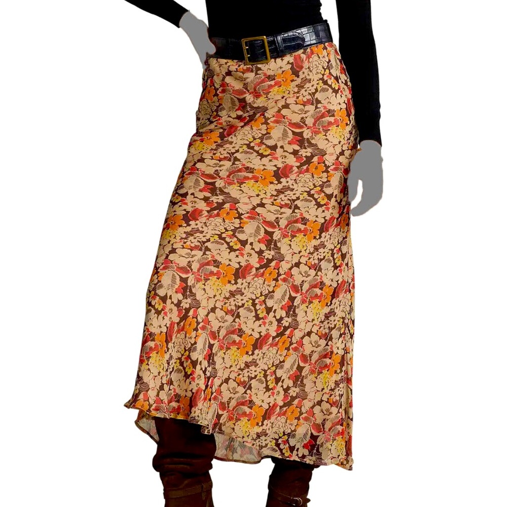 Ralph Lauren Floral Maxi Skirt in Brown, Cream, Orange